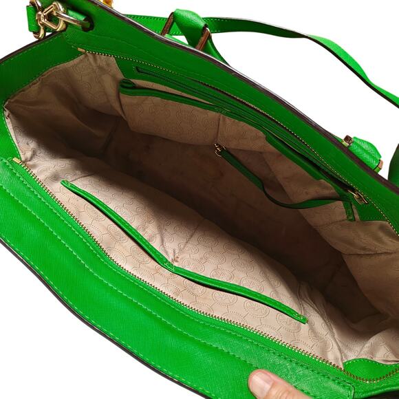 Michael Kors Leather Satchel – Kelly Green Tote/Crossbody, Gold Hardware - Picture 5 of 7